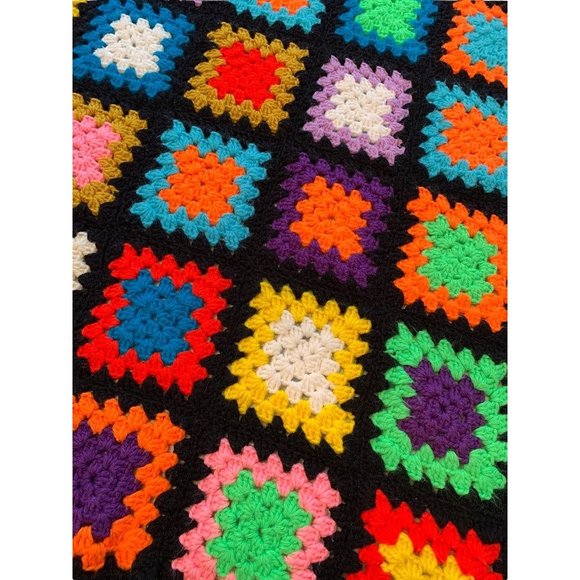 Vintage Handmade Granny Square Afghan Throw 54" Square - Picture 8 of 10